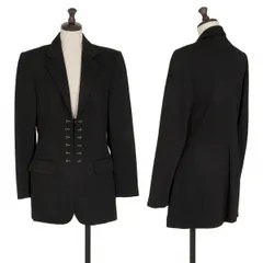 ジャンポールゴルチエ クラシックJean Paul GAULTIER CLASSIQUE ボンディング生地留めデザインジャケット 黒40のサムネイル