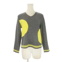ピエールカルダン Pierre Cardin Ramille ニット セーター ウール L グレー 黄 イエロー Vネック 長そで ドット柄 /CK37 ■ECB006のサムネイル