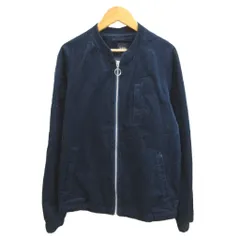 シップス SHIPS ノーカラージャケット ブルゾン 上着 M 紺 ネイビー 無地 長袖 ジップアップ アウター /YU ■GY75のサムネイル