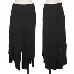ヨウジヤマモト ファムYohji Yamamoto FEMME ウールナイロン裾裁ち切りフリンジスカート 黒SSのサムネイル