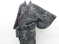 【一輝堂】小紋 二部式 洗える着物 花 身丈約61cm 裄丈65cm 着物 26z07-3637のサムネイル