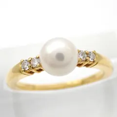 MIKIMOTO ミキモト 6mm あこや真珠 真珠 パール ダイヤ ダイヤモンド リング 9号 750 K18 YG 5194のサムネイル