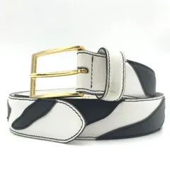 Fendi　フェンディ　ベルト　表記サイズ38　レザー　ホワイト×ブラック　2365のサムネイル