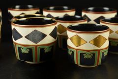 蔵A6712b】野々村仁清写し 色絵金銀菱重 茶碗 5組10客 - メルカリ