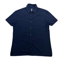 ARMANI JEANS アルマーニジーンズ ポロシャツ 半袖 メンズ XL L ネイビー ジャージーシャツ フルボタン 赤ステッチ ワンポイント ロゴのサムネイル