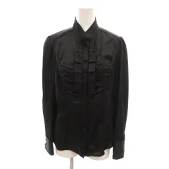ボディドレッシングデラックス BODY DRESSING Deluxe 美品 スタンドカラーシャツ ブラウス 38 黒 ブラック フリル 長袖 絹 シルク混 /SJ ■ECF006のサムネイル