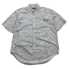 HELLY HANSEN ヘリーハンセン 半袖シャツ メンズ Lサイズ ブルー ポリコットン ボタンダウン 総柄 マリン アウトドア ビーチ ビンテージのサムネイル