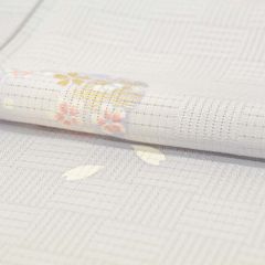 リサイクル 名古屋帯 美品 正絹 絹 白 証紙有り 手総かがり仕立 八寸帯