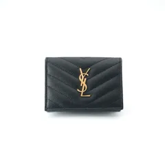 サンローラン SAINT LAURENT カードケース カード入れ パスケース レザー ブラック ゴールド Vステッチ YSLロゴ 名刺入れのサムネイル