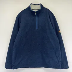 古着 オービス ORVIS フリース ニット トレーナー ハーフジップ 裏ボア L  ネイビー系 メンズのサムネイル