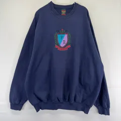 古着 クロスクリーク Cross Creek USA製 スウェット プルオーバー 大きいサイズ クルーネック 刺繍 2XL ネイビー系 メンズのサムネイル