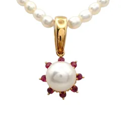 田崎真珠 タサキ TASAKI 3~7mm パール 真珠 ルビー ネックレス K18 750 YG イエローゴールド ジュエリー 5199のサムネイル