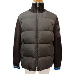 美品□MONCLER モンクレール 2024年製 J20919B00029 羊毛 ダウン切り替え ニットジャケット ブルゾンジャケット ブラウン L 正規品のサムネイル