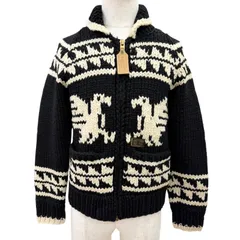 良品□NEIGHBORHOOD ネイバーフッド ウール ノルディック柄 ジップアップ カウチンニット ブラック アイボリー S カナダ製 正規品 メンズのサムネイル