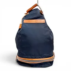 美品△Felisi フェリージ ナイロン レザー 鍵2本 カデナ ロゴレザーパッチ ボンサック ワン ショルダーバッグ ネイビー ブラウン メンズのサムネイル