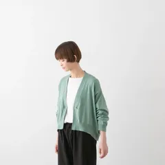 【新品】utilite ユティリテ コットンカシミヤ ドルマン 裾ラウンド カーディガン UT407SSK22 ペールグリーン 長袖 Vネック 綿  大人 春 秋のサムネイル
