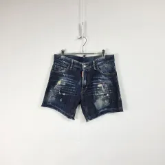 DSQUARED2 インディゴデニム ウォッシュ ダメージ デニム ショーツ 男性 30インチ 260709のサムネイル