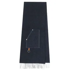 【値下】タグ付き未使用 HERMES エルメス 25AW カーゴ ポケット カシミヤ100% マフラー ストール 本革 レザー 国内正規品 定価25万 47560のサムネイル
