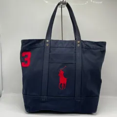 BN9453●POLO RALPH LAUREN  ポロ ラルフローレン トートバッグ  ネイビー ファスナー開閉 ビックポニー 大容量 マザーズバッグのサムネイル