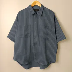 ネオス アディクティブデザイン neos -addictive design- ルーズシルエット ピンストライプ ハーフスリーブ ワークシャツ【Ｌ】ネイビー／紺のサムネイル
