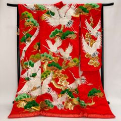 豪華絢爛 色打掛 鶴 牡丹 色刺繍 地色赤K3 - メルカリ