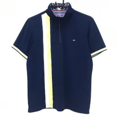 トミーヒルフィガーゴルフ 半袖ハイネックシャツ ネイビー×白 ハーフジップ 袖口ライン メンズ L ゴルフウェア Tommy Hilfiger Golfのサムネイル