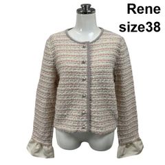 美品】Rene ルネ TISSUE ノーカラーツイードジャケット 上質（707