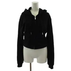 ザラ ZARA ジップアップパーカー EUR M 黒 長袖 フード クロップド丈 /GG35 ■MAのサムネイル