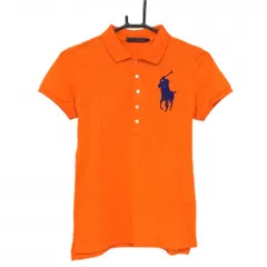 ラルフローレン 半袖ポロシャツ オレンジ×ブルー ロゴビーズ レディース L ゴルフウェア Ralph Laurenのサムネイル