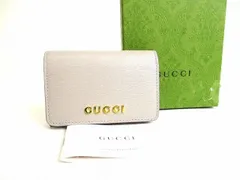 グッチ GUCCI ゴールド ロゴ レザー 名刺入れ カードケース メンズ レディース 【未使用保管品】のサムネイル