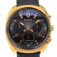 【BULOVA】ブローバ カーブ クロノグラフ 98A156 金メッキ×レザー クオーツ クロノグラフ メンズ 黒文字盤 腕時計のサムネイル