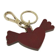 FENDI キーホルダー ハート 羽 モチーフ ウッド メッキ ゴールド金具 レッド系のサムネイル