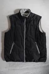 90s asics cotton puff vest アシックス　ダウンベスト　中綿　ノームコア　ベスト　ブラック　ノースフェイス　パタゴニアのサムネイル