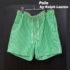Polo by Ralph Lauren ポロバイラルフローレン ショーツ ショートパンツ スイムパンツ ポニー刺繍 ストライプ メンズL グリーン 古着 中古 20049のサムネイル