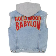 【値下】極美品 GUCCI グッチ HOLLYWOOD BABYLON ハリウッド バビロン デニム フーデッド ベスト ジャケット メンズ44 46862のサムネイル
