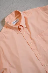 90s Guy Laroche cotton half sleeve shirt　フランス製　半袖シャツ　パステルオレンジ　ボタンダウン　90年代　モード　ドレスシャツ　古着　メンズ　EURO ARMANI hugo boss マルジェラ　エルメスのサムネイル