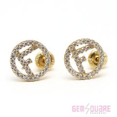 K18YG空枠ポストピアス18金ベゼル留石枠ピアス1ペア覆輪留ダイヤ0.5ct