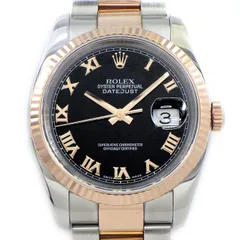ロレックス Rolex 腕時計 デイトジャスト 116231 V番 2009年製 ルーレット刻印 ブラック文字盤 ローマンインデックス エバーローズゴールド SS 自動巻き 【中古】のサムネイル