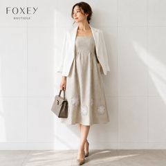 FOXEY フォクシー リネンノースリーブワンピース ソレイユ ベージュ 38