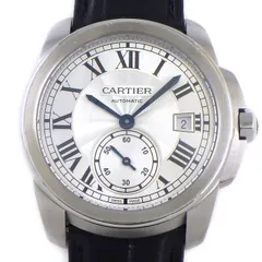 カルティエ Cartier 腕時計 カリブル WSCA0003 裏スケ デイト スモールセコンド ギョーシェ シルバー文字盤 SS ブラック アリゲーターレザーベルト 自動巻き 【中古】のサムネイル