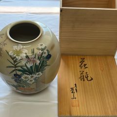 九谷祥山 九谷 花瓶 陶器製 木箱入り 花鳥図 インテリア 花入 - メルカリ