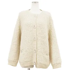 【美品】Valentino ヴァレンチノ ニット カーディガン サイズ XS レディース ボア オーバーシルエット スクエアボタン トップス アイボリー イタリア製のサムネイル