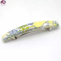 HERMES エルメス バレッタ エクリプス GM ヘアアクセサリー 長さ11.6㎝ シルクツイル生地 イエロー系カラー シルバーカラーメタル 27.94g 箱 フランス製のサムネイル