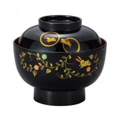 まえじゅう漆器 うさぎ唐草 雑煮椀 黒内朱 3T-212のサムネイル