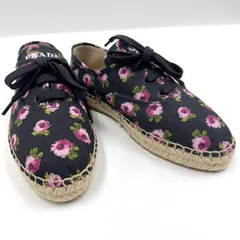 PRADA プラダ ギャバジン エスパドリーユ スニーカー ブラック ピンク キャンバス ＃36.5 1E988Lのサムネイル