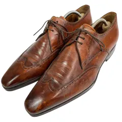 【サントーニ】本物 Santoni 靴 25.5cm 茶 ビジネスシューズ 外羽根式 本革 レザー 男性用 メンズ イタリア製 6 1/2のサムネイル