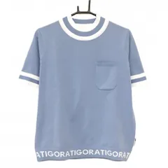 【超美品】ティゴラ ハイネック半袖セーター スモーキーブルー×白 裾英字ロゴ 胸ポケット レディース L ゴルフウェア 2024年モデル TIGORAのサムネイル