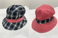 【USED】ASHWORTH アシュワース リバーシブル バケットハット ロゴ刺繍 チェック柄 レッド 赤 サイズ不明のサムネイル