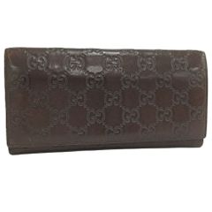 GUCCI グッチ 長財布 ロゴプレート GG グッチシマ ブラウン - メルカリ