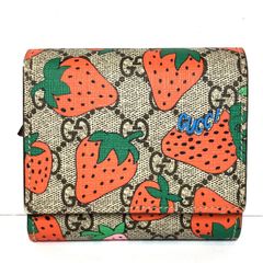 グッチ GUCCI ストロベリー GGスプリーム 二つ折り財布 レザー 598778